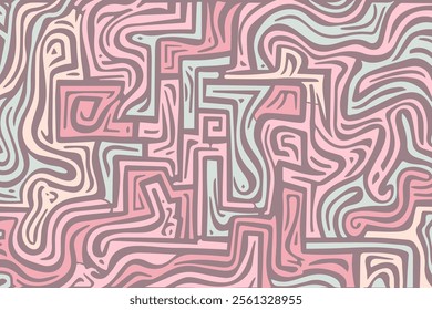 Abstract maze pattern in soft pastel colors creating an intricate design