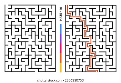 Abstract Maze Puzzle Labyrinth With Entry And Exit. Maze For Activity Book. Problem-Solving Puzzles Games For Workbook. Vector illustration - EPS 10