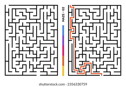 Abstract Maze Puzzle Labyrinth With Entry And Exit. Maze For Activity Book. Problem-Solving Puzzles Games For Workbook. Vector illustration - EPS 10