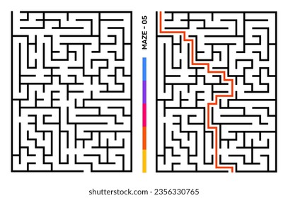 Abstract Maze Puzzle Labyrinth With Entry And Exit. Maze For Activity Book. Problem-Solving Puzzles Games For Workbook. Vector illustration - EPS 10