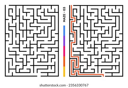 Abstrakter Maze Puzzle Labyrinth mit Eingang und Ausgang. Maze for Activity Book. Problemlösende Puzzles-Spiele für das Workbook. Vektorgrafik - EPS10