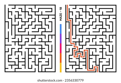 Abstract Maze Puzzle Labyrinth With Entry And Exit. Maze For Activity Book. Problem-Solving Puzzles Games For Workbook. Vector illustration - EPS 10