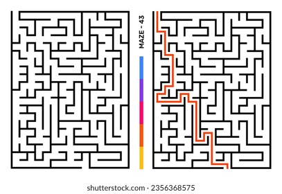 Abstract Maze Puzzle Labyrinth With Entry And Exit. Maze For Activity Book. Problem-Solving Puzzles Games For Workbook. Vector illustration - EPS 10