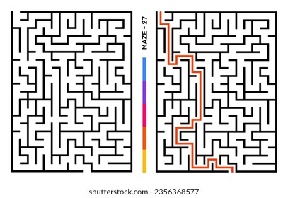 Abstract Maze Puzzle Labyrinth With Entry And Exit. Maze For Activity Book. Problem-Solving Puzzles Games For Workbook. Vector illustration - EPS 10