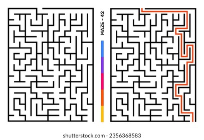 Abstract Maze Puzzle Labyrinth With Entry And Exit. Maze For Activity Book. Problem-Solving Puzzles Games For Workbook. Vector illustration - EPS 10