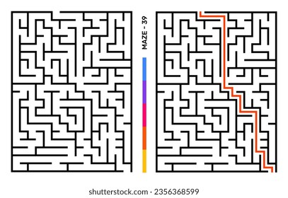 Abstract Maze Puzzle Labyrinth With Entry And Exit. Maze For Activity Book. Problem-Solving Puzzles Games For Workbook. Vector illustration - EPS 10