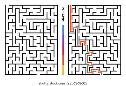 Abstract Maze Puzzle Labyrinth With Entry And Exit. Maze For Activity Book. Problem-Solving Puzzles Games For Workbook. Vector illustration - EPS 10
