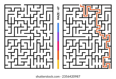 Abstract Maze Puzzle Labyrinth With Entry And Exit. Maze For Activity Book. Problem-Solving Puzzles Games For Workbook. Vector illustration - EPS 10