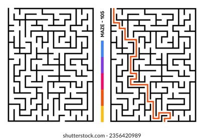 Abstract Maze Puzzle Labyrinth With Entry And Exit. Maze For Activity Book. Problem-Solving Puzzles Games For Workbook. Vector illustration - EPS 10