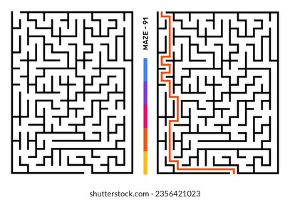 Abstract Maze Puzzle Labyrinth With Entry And Exit. Maze For Activity Book. Problem-Solving Puzzles Games For Workbook. Vector illustration - EPS 10
