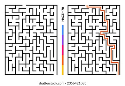 Abstract Maze Puzzle Labyrinth With Entry And Exit. Maze For Activity Book. Problem-Solving Puzzles Games For Workbook. Vector illustration - EPS 10