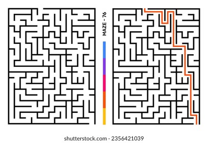 Abstract Maze Puzzle Labyrinth With Entry And Exit. Maze For Activity Book. Problem-Solving Puzzles Games For Workbook. Vector illustration - EPS 10