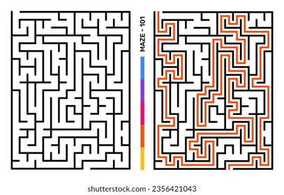 Abstrakter Maze Puzzle Labyrinth mit Eingang und Ausgang. Maze for Activity Book. Problemlösende Puzzles-Spiele für das Workbook. Vektorgrafik - EPS10