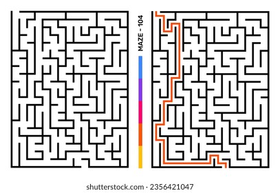 Abstract Maze Puzzle Labyrinth With Entry And Exit. Maze For Activity Book. Problem-Solving Puzzles Games For Workbook. Vector illustration - EPS 10