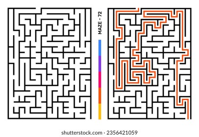 Abstrakter Maze Puzzle Labyrinth mit Eingang und Ausgang. Maze for Activity Book. Problemlösende Puzzles-Spiele für das Workbook. Vektorgrafik - EPS10