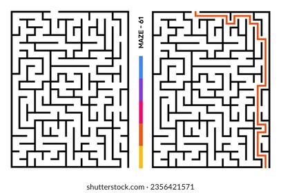 Abstract Maze Puzzle Labyrinth With Entry And Exit. Maze For Activity Book. Problem-Solving Puzzles Games For Workbook. Vector illustration - EPS 10