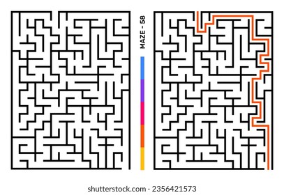 Abstract Maze Puzzle Labyrinth With Entry And Exit. Maze For Activity Book. Problem-Solving Puzzles Games For Workbook. Vector illustration - EPS 10