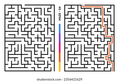 Abstract Maze Puzzle Labyrinth With Entry And Exit. Maze For Activity Book. Problem-Solving Puzzles Games For Workbook. Vector illustration - EPS 10