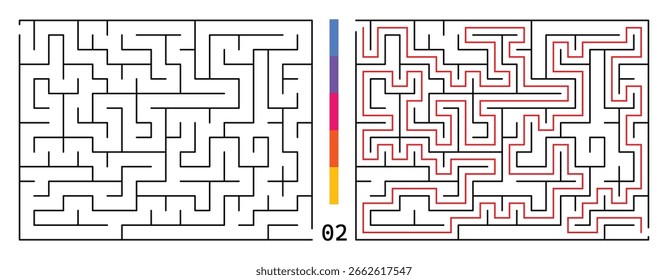 Labirinto Abstrato Puzzle Labirinto Com Entrada E Saída. Labirinto Para O Livro De Atividades. Jogos de quebra-cabeças de resolução de problemas para a pasta de trabalho. Ilustração vetorial - EPS 10