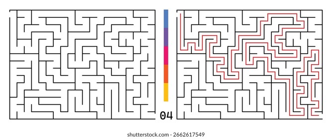 Laberinto Abstractas Del Rompecabezas Del Laberinto Con La Entrada Y La Salida. Laberinto Para Libro De Actividad. Juegos De Rompecabezas De Resolución De Problemas Para El Libro De Trabajo. Ilustración vectorial - EPS 10