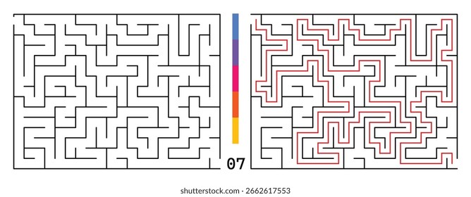 Labirinto Abstrato Puzzle Labirinto Com Entrada E Saída. Labirinto Para O Livro De Atividades. Jogos de quebra-cabeças de resolução de problemas para a pasta de trabalho. Ilustração vetorial - EPS 10