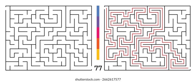 Abstract Maze Puzzle Labyrinth With Entry And Exit. Maze For Activity Book. Problem-Solving Puzzles Games For Workbook. Vector illustration - EPS 10