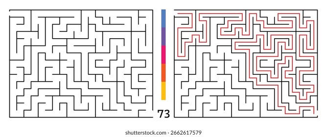 Laberinto Abstractas Del Rompecabezas Del Laberinto Con La Entrada Y La Salida. Laberinto Para Libro De Actividad. Juegos De Rompecabezas De Resolución De Problemas Para El Libro De Trabajo. Ilustración vectorial - EPS 10