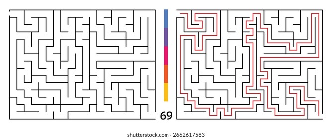 Labirinto Abstrato Puzzle Labirinto Com Entrada E Saída. Labirinto Para O Livro De Atividades. Jogos de quebra-cabeças de resolução de problemas para a pasta de trabalho. Ilustração vetorial - EPS 10