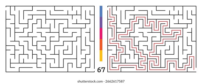 Abstract Maze Puzzle Labyrinth With Entry And Exit. Maze For Activity Book. Problem-Solving Puzzles Games For Workbook. Vector illustration - EPS 10