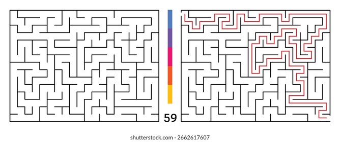Laberinto Abstractas Del Rompecabezas Del Laberinto Con La Entrada Y La Salida. Laberinto Para Libro De Actividad. Juegos De Rompecabezas De Resolución De Problemas Para El Libro De Trabajo. Ilustración vectorial - EPS 10