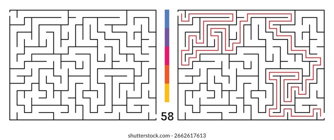 Laberinto Abstractas Del Rompecabezas Del Laberinto Con La Entrada Y La Salida. Laberinto Para Libro De Actividad. Juegos De Rompecabezas De Resolución De Problemas Para El Libro De Trabajo. Ilustración vectorial - EPS 10