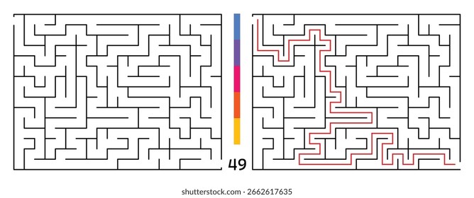 Abstract Maze Puzzle Labyrinth With Entry And Exit. Maze For Activity Book. Problem-Solving Puzzles Games For Workbook. Vector illustration - EPS 10