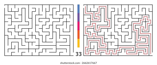 Abstract Maze Puzzle Labyrinth With Entry And Exit. Maze For Activity Book. Problem-Solving Puzzles Games For Workbook. Vector illustration - EPS 10