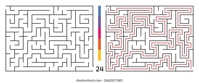 Abstraktes Labyrinth aus Labyrinth-Labyrinth mit Ein- und Ausfahrt. Labyrinth für Aktivitätenbuch. Problem-Lösung Puzzles Spiele für die Arbeitsmappe. Vektorgrafik - EPS 10