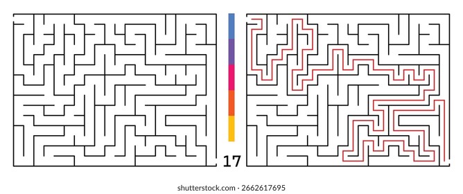 Laberinto Abstractas Del Rompecabezas Del Laberinto Con La Entrada Y La Salida. Laberinto Para Libro De Actividad. Juegos De Rompecabezas De Resolución De Problemas Para El Libro De Trabajo. Ilustración vectorial - EPS 10