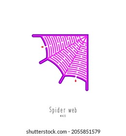 Abstract maze spider web. Game for children and parents. Puzzle for kids. Labyrinth conundrum. Flat vector illustration isolated on white background. One Entrance, One Exit. 
