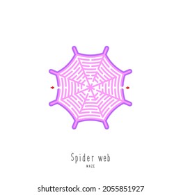 Abstract maze spider web. Game for children and parents. Puzzle for kids. Labyrinth conundrum. Flat vector illustration isolated on white background. One Entrance, One Exit.