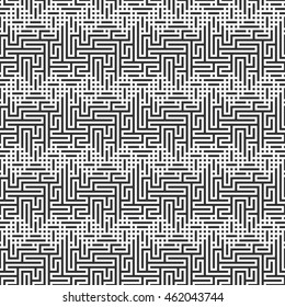 Abstract maze strokes based geometric motif. Seamless pattern.