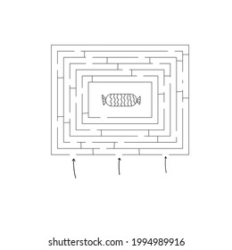 Abstract mazes labyrinths with entry and exit. Vector labyrinths.