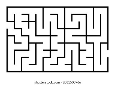 Abstrakter Labyrinth-Satz. Finden Sie den richtigen Weg. Einzeln schlichtes, quadratisches, schwarz gesäumtes Labyrinth auf weißem Hintergrund. Vektorgrafik.