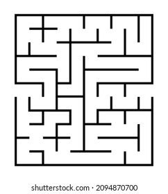 Abstract mazes set. Find the right way. Isolated simple square black lined maze on white background. Vector illustration.