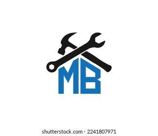 Abstract MB Letter Creative Home Repair Logo Design. Unique Real Estate, Property, Construction Business identity Vector Icon.