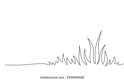 Abstract meadow line with grass. Continuous one line drawing. Vector illustration