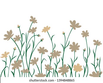 Abstract meadow wild flowers, border.
