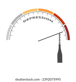 Dispositivo de medición abstracto. Influencia de la adicción al alcohol en la depresión. Escala de causa y efecto.