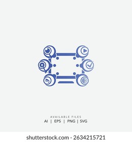 Abstract Mecanum Wheel Robotics System, Modern Industrial Automation Robot Chassis Logo 