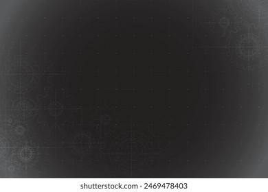 Abstract mechanic parts of car engine or watch. Gear blueprint technical background. Cogs and wheels in gray color. Blueprint of working clock. Tech drawing of gears connection. Vector illustration.