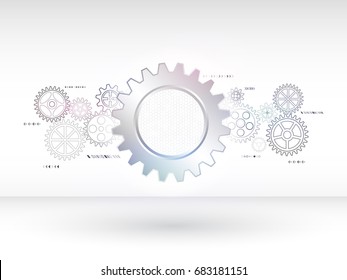 Abstract mechanical background with gear and technology elements. Hi-tech digital communication concept. Modern vector illustration eps 10