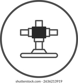 Abstract mechanical cross section with technical structure in simple outline design