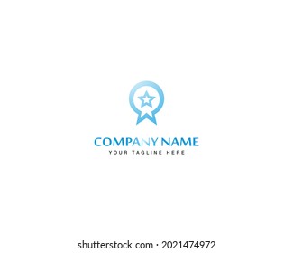 Abstract Medal with star logo design . Success , winner , quality , glory ,honor icon .